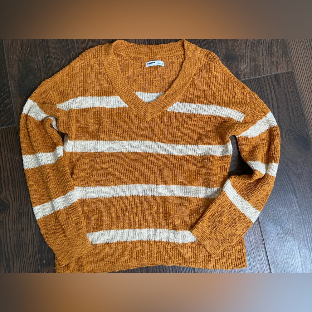 NWOT Cozy Mustard Striped Sweater